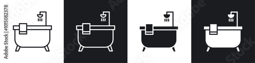 Bathroom icon vector icon set black filled and outlined style.