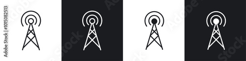 Broadcast icon vector icon set black filled and outlined style.