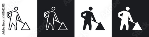 Construction icon vector icon set black filled and outlined style.