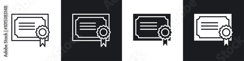 Diploma icon vector icon set black filled and outlined style.