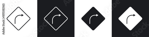 Directions icon vector icon set black filled and outlined style.