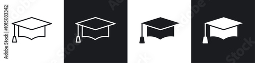 Education icon vector icon set black filled and outlined style.