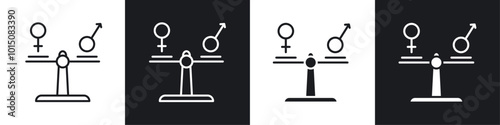 Equality icon vector icon set black filled and outlined style.