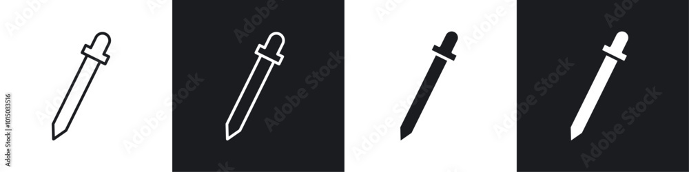 Eye dropper icon vector icon set black filled and outlined style. Eye dropper icon vector icon set black filled and outlined style.