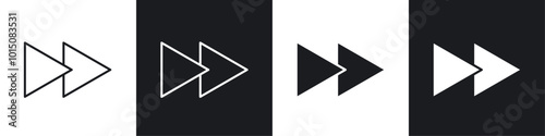 Fast forward icon vector icon set black filled and outlined style.