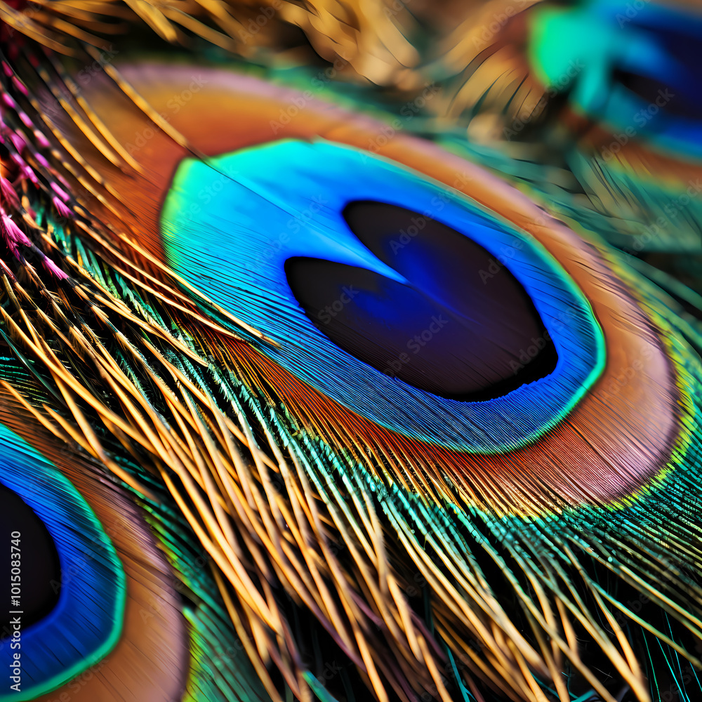 Fototapeta premium Artistic close-up of a peacock feather. 