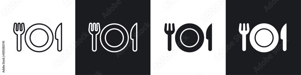 Food icon vector icon set black filled and outlined style.