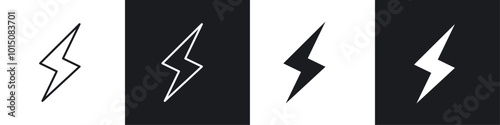 Flash icon vector icon set black filled and outlined style.