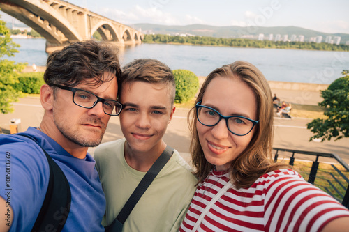 Happy family taking a photo...