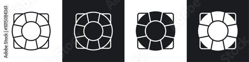 Life buoy icon vector icon set black filled and outlined style.