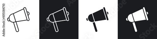 Megaphone icon vector icon set black filled and outlined style.