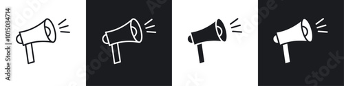 Megaphone icon vector icon set black filled and outlined style.
