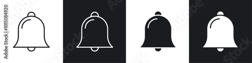 Notification icon vector icon set black filled and outlined style.
