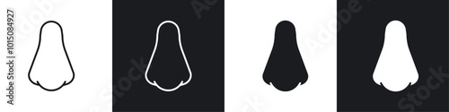 Nose icon vector icon set black filled and outlined style.