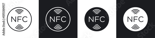 NFC icon vector icon set black filled and outlined style.