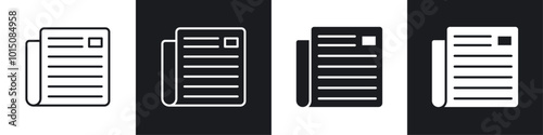 News icon vector icon set black filled and outlined style.