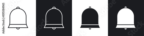 Notification icon vector icon set black filled and outlined style.