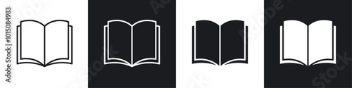 Open Book icon vector icon set black filled and outlined style.