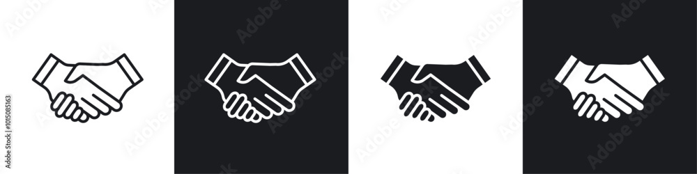 Fototapeta premium Partner icon vector icon set black filled and outlined style.