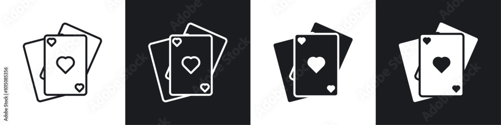 Playing cards icon vector icon set black filled and outlined style. Playing cards icon vector icon set black filled and outlined style.