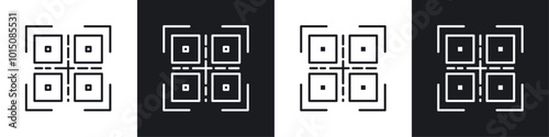 QR code icon vector icon set black filled and outlined style.