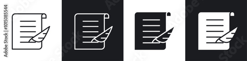 Quill icon vector icon set black filled and outlined style.