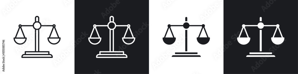 Scale icon vector icon set black filled and outlined style. Scale icon vector icon set black filled and outlined style.
