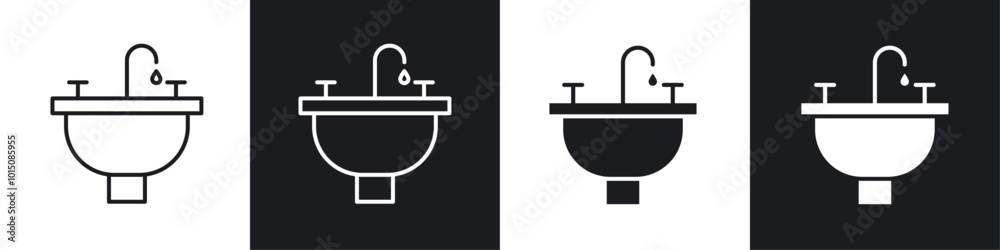 Obraz premium Sink icon vector icon set black filled and outlined style.
