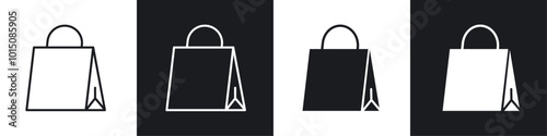 Shopping bag icon vector icon set black filled and outlined style.