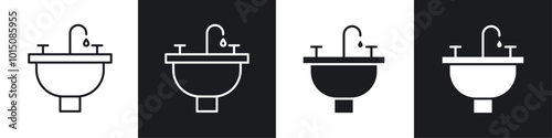 Sink icon vector icon set black filled and outlined style.