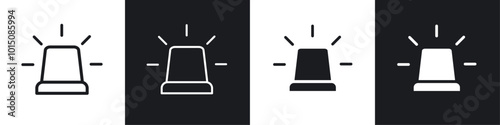 Siren icon vector icon set black filled and outlined style.