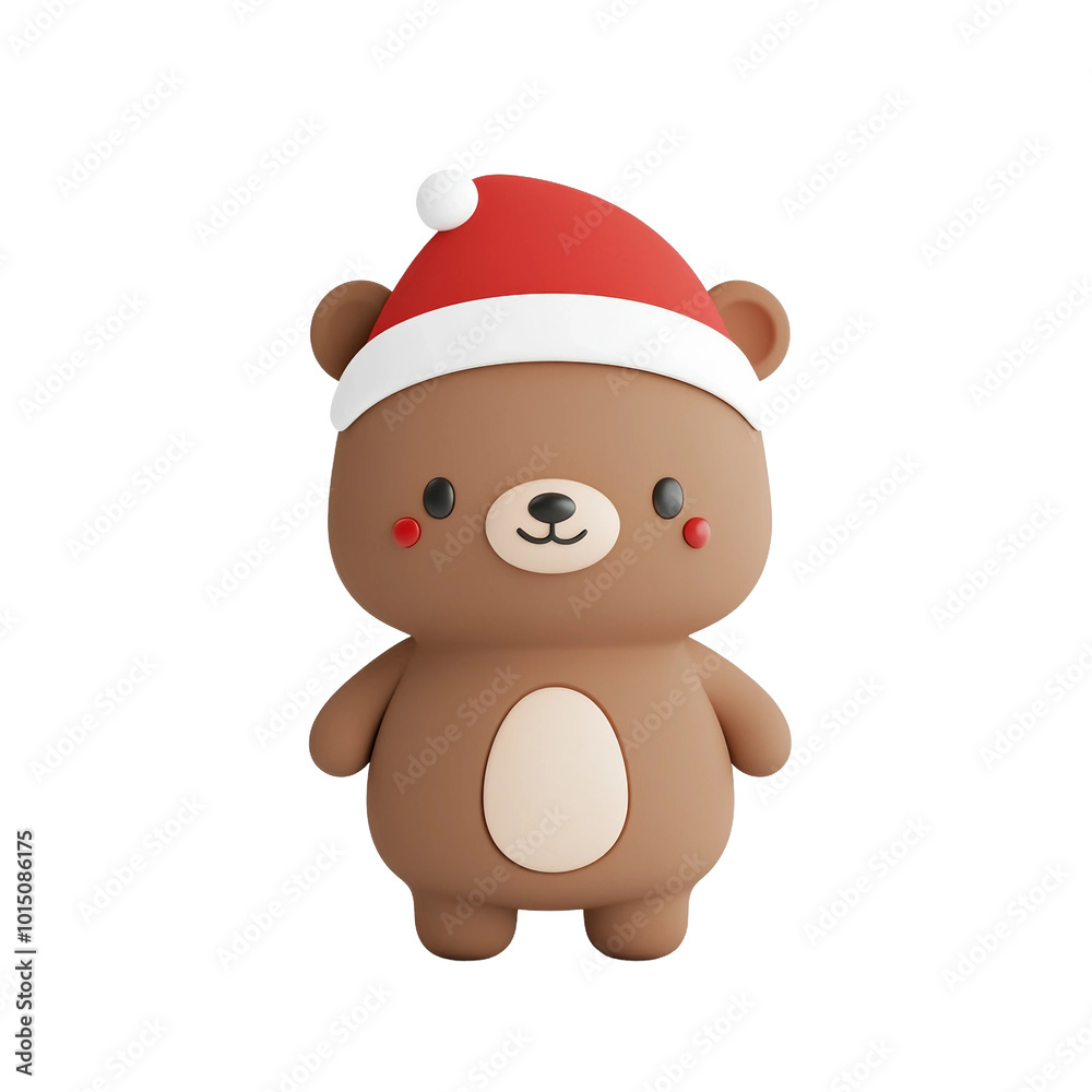 Happy Bear in a Santa Hat Spreading Christmas Cheer with Joy Happy Bear in a Santa Hat Spreading Christmas Cheer with Joy