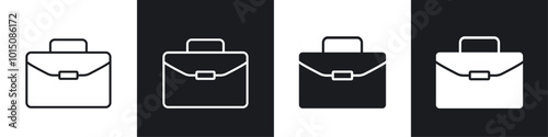 Suitcase icon vector icon set black filled and outlined style.