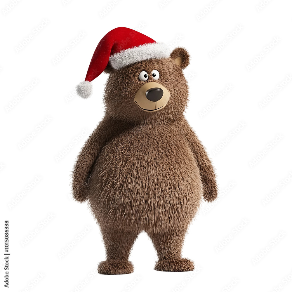 Happy Bear in a Santa Hat Spreading Christmas Cheer with Joy Happy Bear in a Santa Hat Spreading Christmas Cheer with Joy