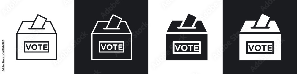 Voting icon vector icon set black filled and outlined style. Voting icon vector icon set black filled and outlined style.
