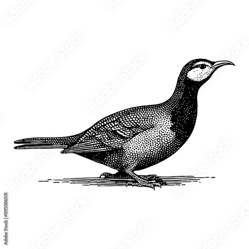 Wallpaper Mural Detailed Black and White Engraved Illustration of a Quail in Side View Vintage Style Torontodigital.ca
