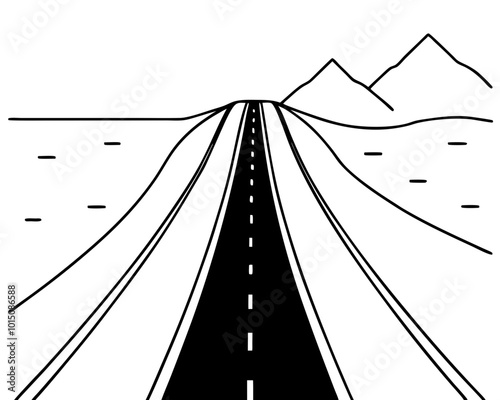 Curved road,Horizontal asphalt road template. Winding road vector illustration. Seamless highway marking