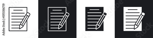 Writing icon vector icon set black filled and outlined style.