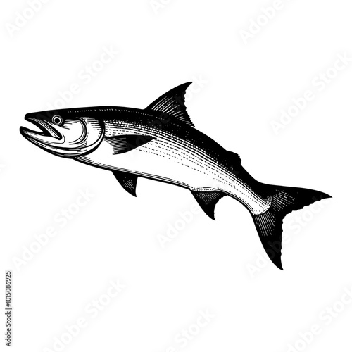 Detailed Vintage Wooden Engraving of a Sardine Fish in Black and White Graphic Design