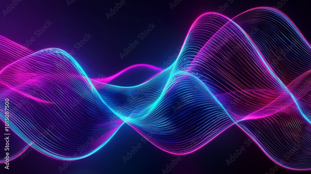 Vibrant abstract wave patterns in pink and blue tones creating a sense of motion and energy. Vibrant abstract wave patterns in pink and blue tones creating a sense of motion and energy.