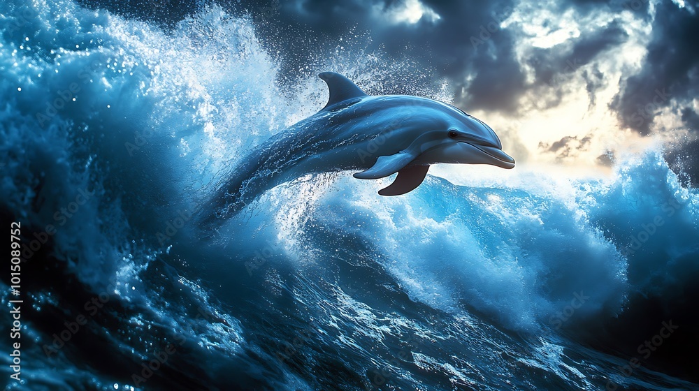 Fototapeta premium dolphin jumping out of water