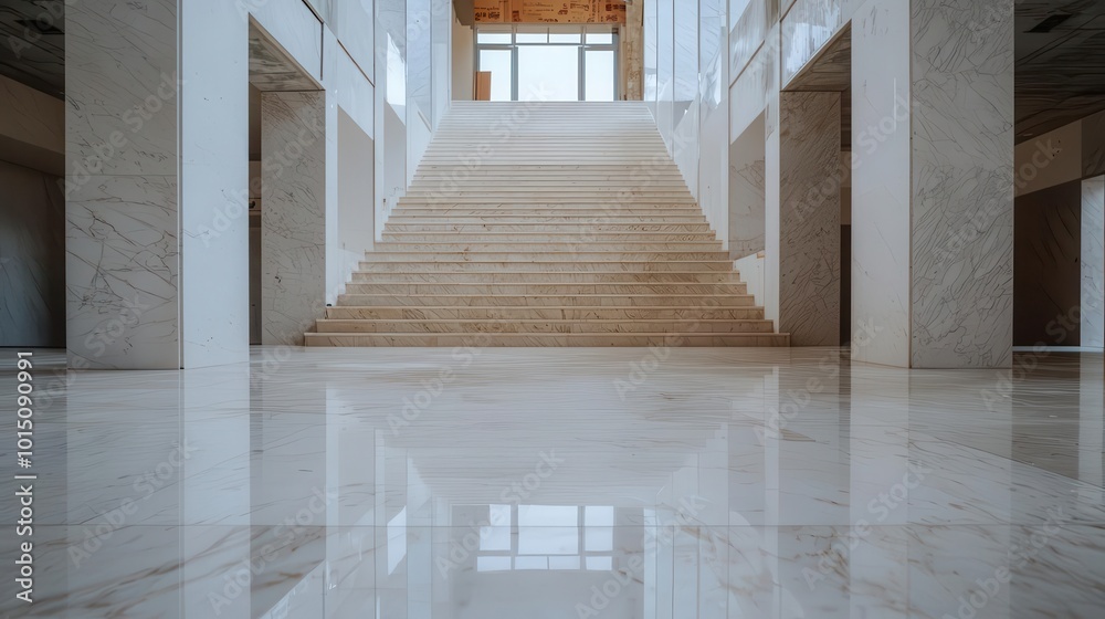 Hotel lobby under construction, marble floors being installed, grand staircase taking shape, hotel under construction, interior design Hotel lobby under construction, marble floors being installed, grand staircase taking shape, hotel under construction, interior design