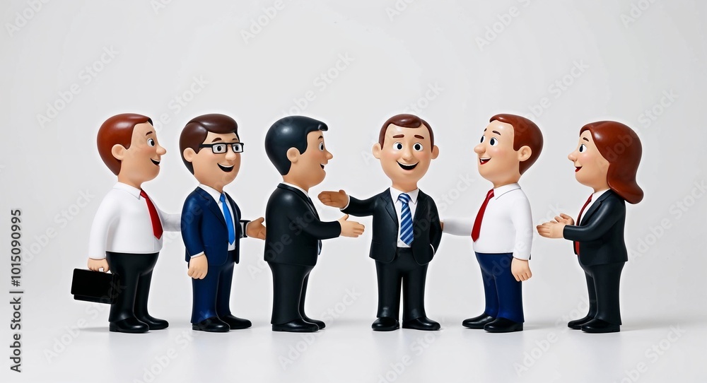 Cartoon business people interacting on a plain white background. Cartoon business people interacting on a plain white background.