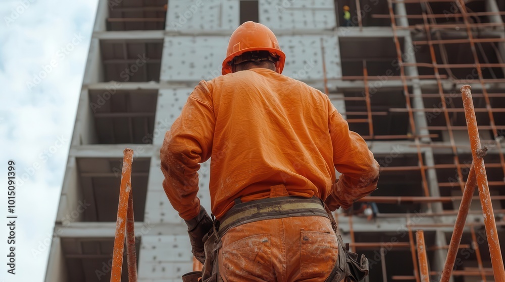Modern hotel construction site with scaffolding, workers installing glass windows, hotel under construction, building progress Modern hotel construction site with scaffolding, workers installing glass windows, hotel under construction, building progress