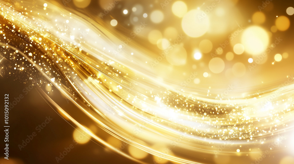 Naklejka premium Abstrakcyjne tło z złotymi błyskotkami tworzy urzekającą atmosferę, w której ciepłe, metaliczne odcienie przenikają się nawzajem.