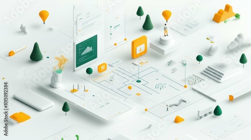 Interactive customer journey map with modern design elements, on a clean white background