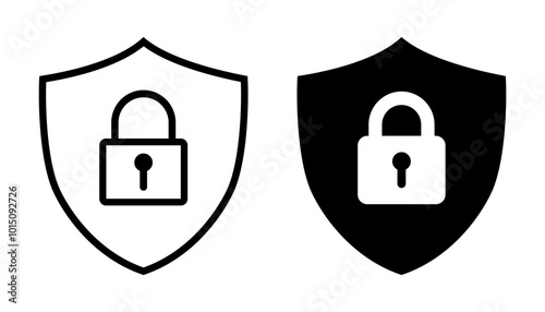 Security icon set, security icon with shield and lock sign
