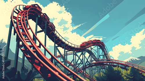 Retro Amusement Park Ride Vector Art