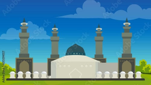Mosque video that is suitable for an Islamic celebration day. Movement is the main element of greetings for the holiday