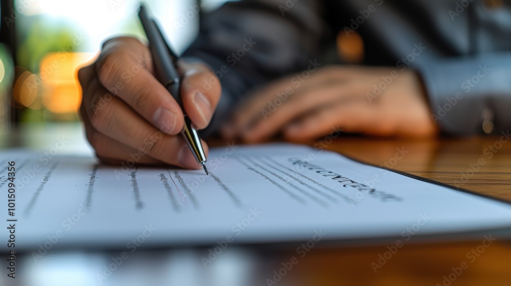 Close-up of a Person Signing a Document with a Pen Close-up of a Person Signing a Document with a Pen